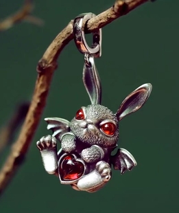 New Niche Rabbit Pendant Bracelet Auspicious Rabbit Thai Silver Old Style