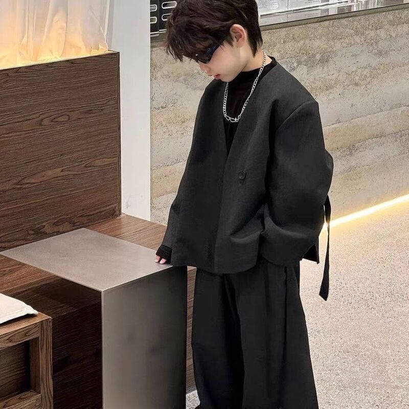 男童套装2025春秋季新款儿童潮品宽松休闲设计西装童装韩版洋气|undefined