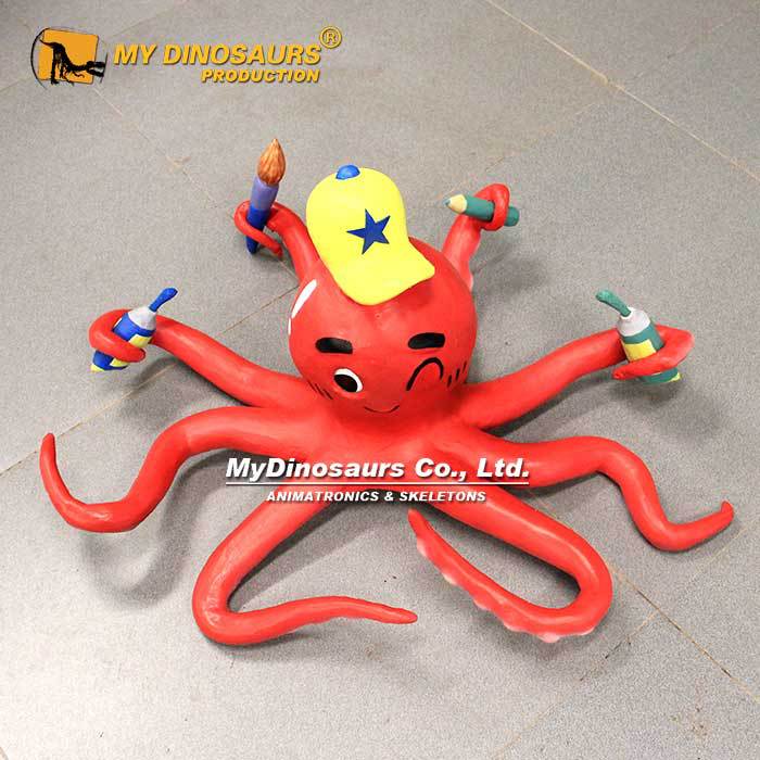 厂家手工制作热销创意仿真动物软胶模型 静态动态章鱼摆件玩具