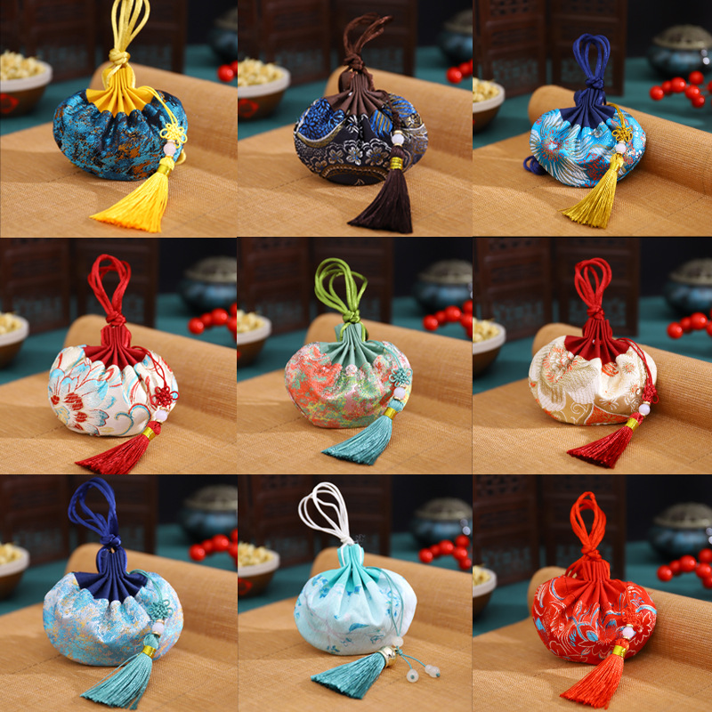 Dragon Boat Festival bolsita estilo antiguo bolsa de loto accesorios Hanfu adornos bolsa vacía embalaje Halter portátil coche colgando aromaterapia repelente de mosquitos