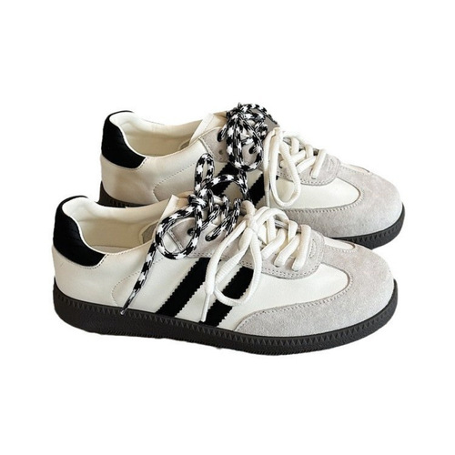 German Training Women's Shoes Autumn/Winter Color-Block Casual Sneakers, Flat-Heel Retro Style for Students
