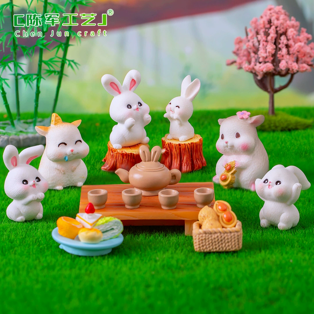 Micro landscape, creative rabbit, decorations with accessories, table accessory, DIY decoration