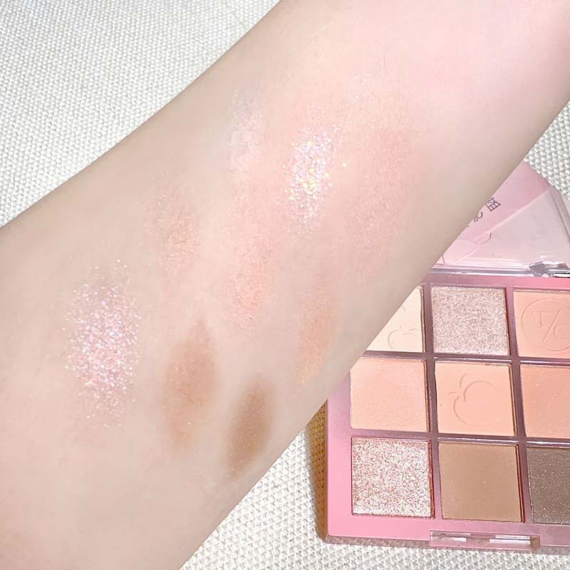 HERORANGE ~ Paleta de sombra de ojos de melocotón de nueve colores mate roto brillante Jingjing dulce rosa marrón pseudo maquillaje femenino diario