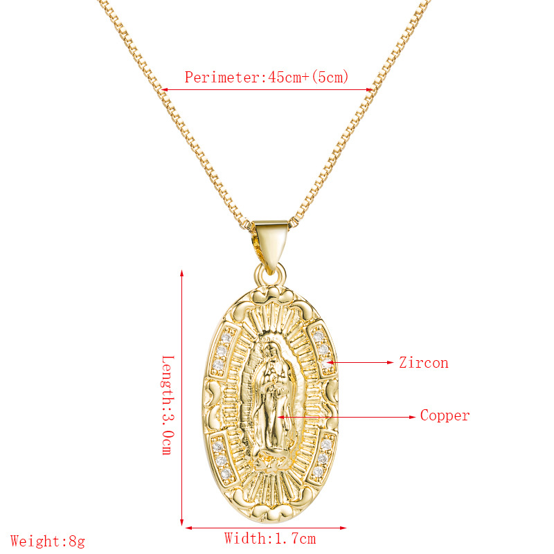 Fashion Oval Virgin Mary Pendant Necklace display picture 1