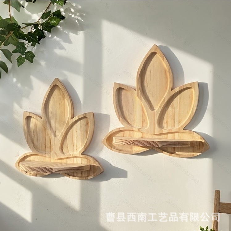 Cross-Border Wall-Mounted Storage Rack Made of Solid Wood in the Shape of a Lotus Flower, Aromatherapy Candle Storage Rack, Multi-Purpose Storage Rack