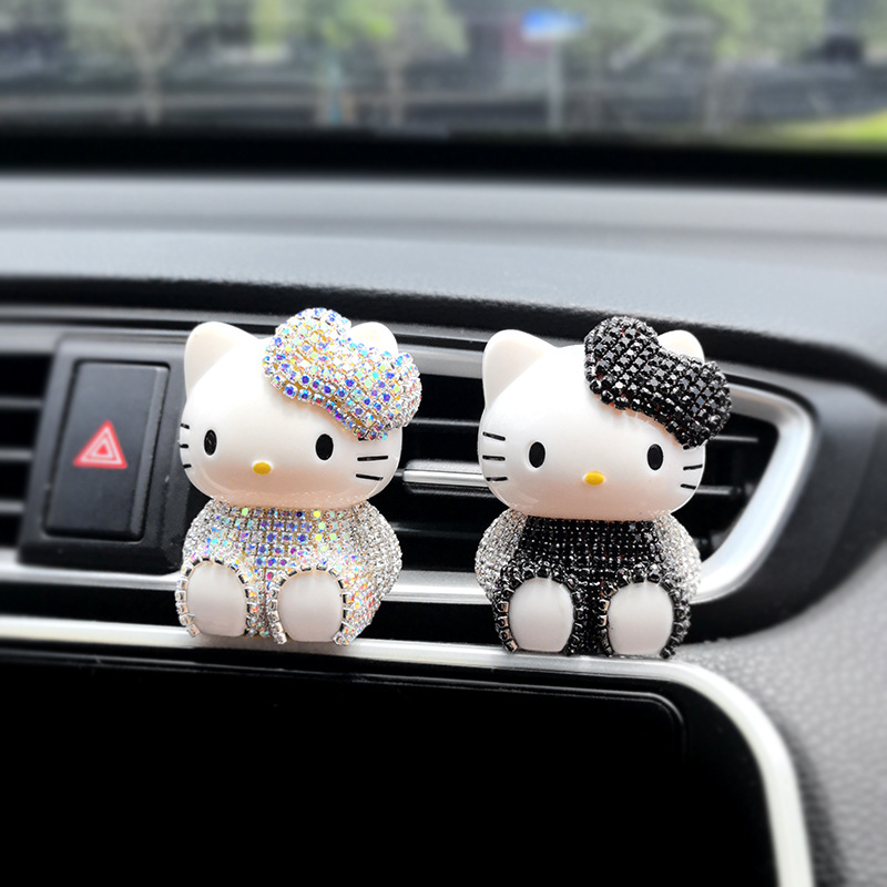 Car Perfume Ornaments Cartoon Cute Kt Air Outlet Aromatherapy Clip New Car Deodorizing Air Conditioning Mouth Decorative Supplies for Women