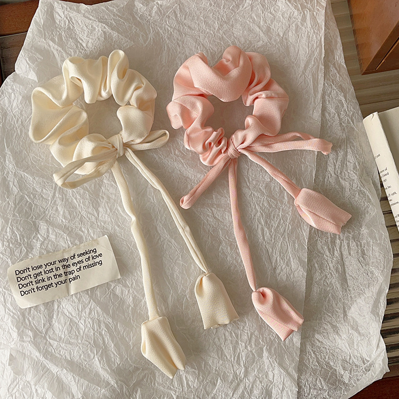 11g Weight Hair Tie Hair Accessories Type 1 Piece Quantity Holiday, Daily Occasion Solid Color, Flower Pattern Women's Gender Sweet, Simple Style Style Women's Sweet Simple Style Solid Color Flower Cloth Hair Tie 4