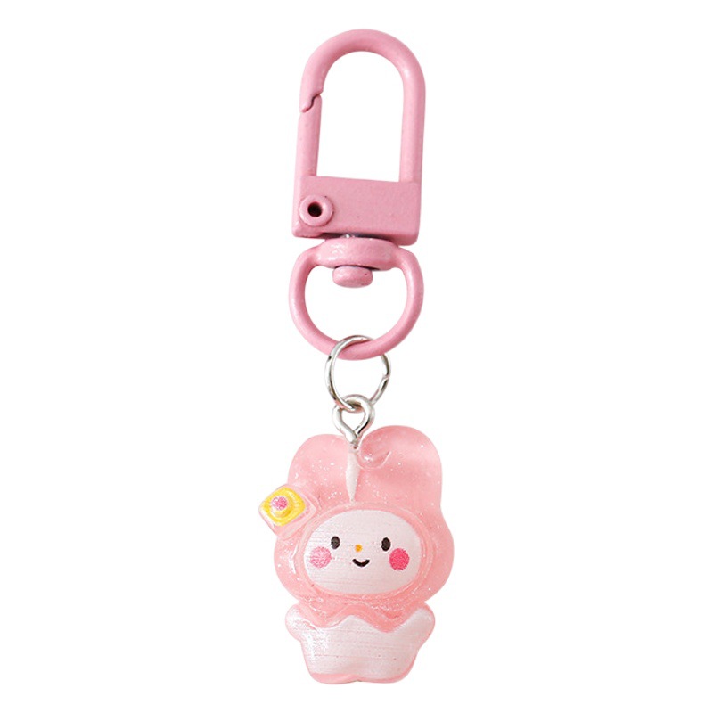 Cute Transparent Fine Glitter Three-Dimensional Keychain Cartoon Student Bag Small Pendant Accessories Creative Gift Wholesale