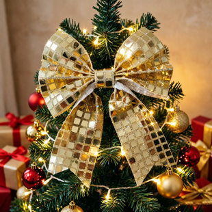 Golden hairgrip with bow, hair accessory, mirror effect