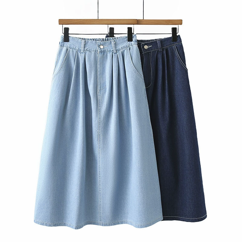 Long skirt, fashionable jeans, trousers, plus size, mid-length, high waist, A-line, fitted