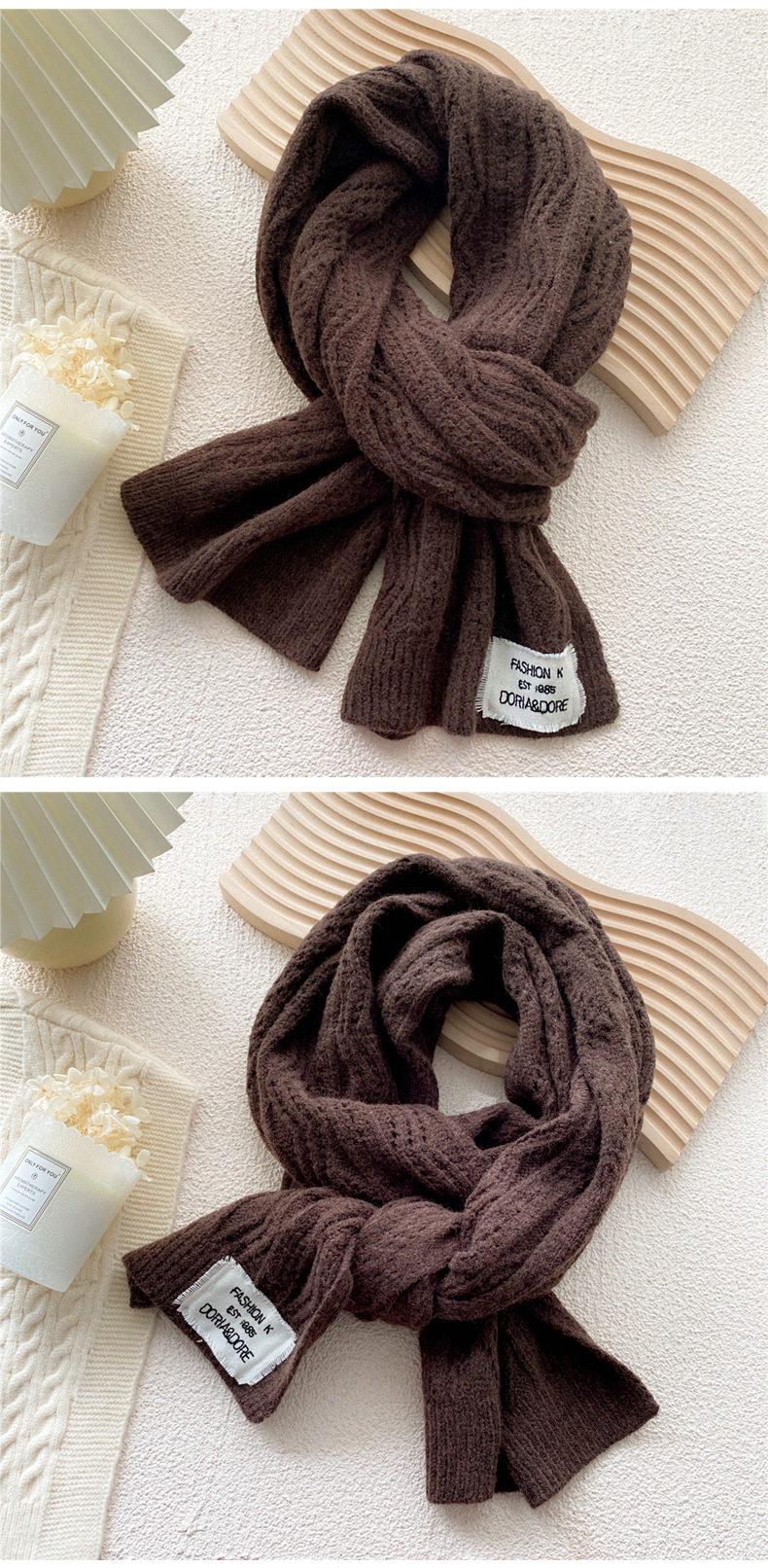 New Korean Clashing Color Wool Knitted Scarf Wholesale display picture 6