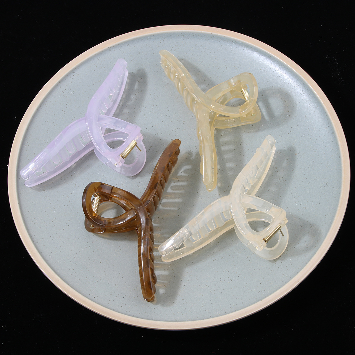 Original Design Style Solid Color Transparent Cross Grip Simple Hair Clip