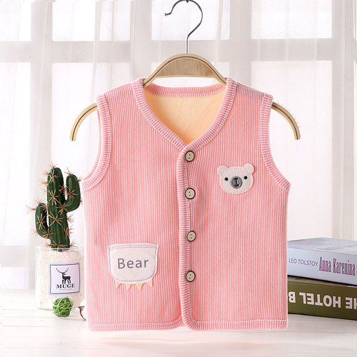 Children's vest, unisex backless top for girls, innerwear for autumn and winter babies, warm lapels for boys, outerwear, thick warm vest