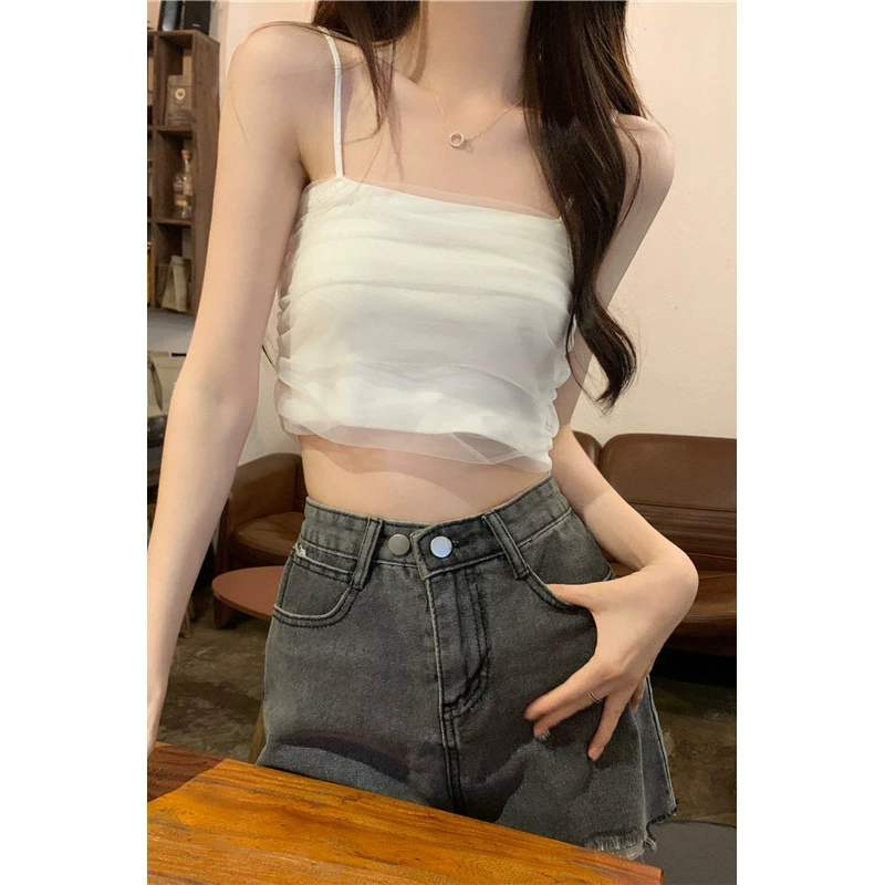 Летний топ 2025 года, новый французский стиль, суперсексуальный, обтягивающий, короткий, женский, чистое желание.