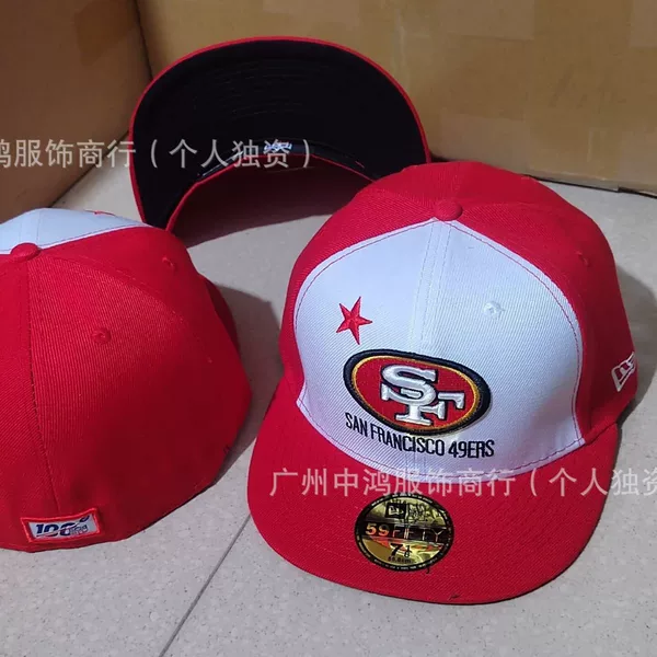 New Size Hats, Football 49Ers Team Hats, Embroidered Flat-Brim Fitted Caps, Foreign Trade Baseball Caps