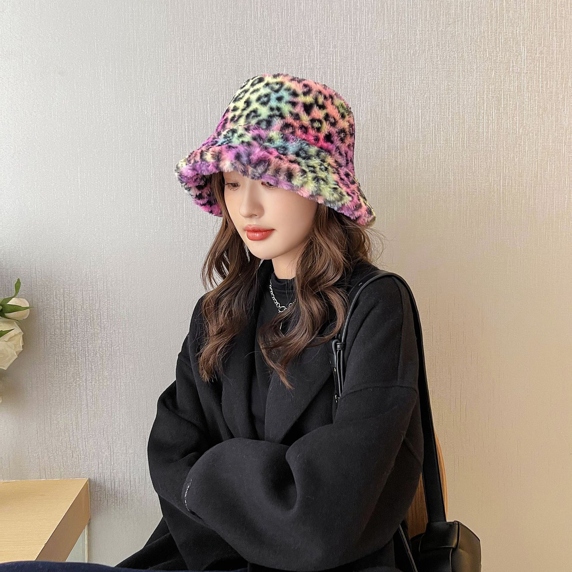 Fashion Leopard Lamb Plush Fisherman Hat Wholesale Nihaojewelry display picture 9