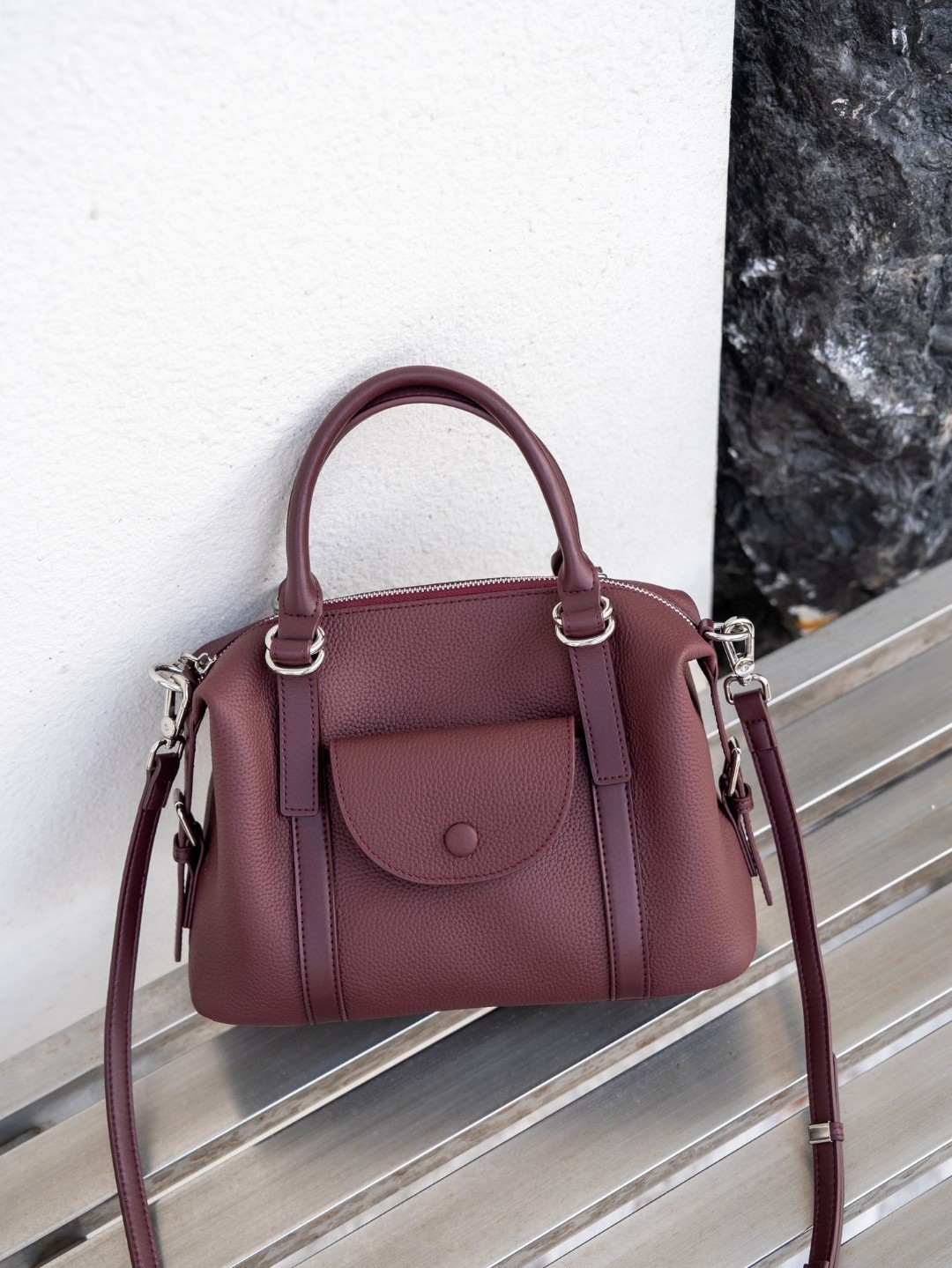 Cross-Border Simple Retro Women's Genuine Leather Handbag Boston Bag Work Commuter Versatile Shoulder Bag Crossbody Bag - Thumbnail 7