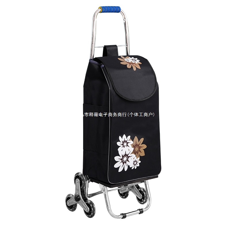 Stainless Steel Shopping Cart Stair Climbing Trolley Folding Grocery Cart Small Trolley Household Large Portable Trolley