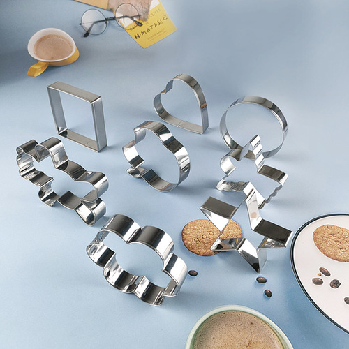 Stainless steel 430 cookie molds 3-piece set 5-piece set cake molds cookie cutter baking tools mousse ring