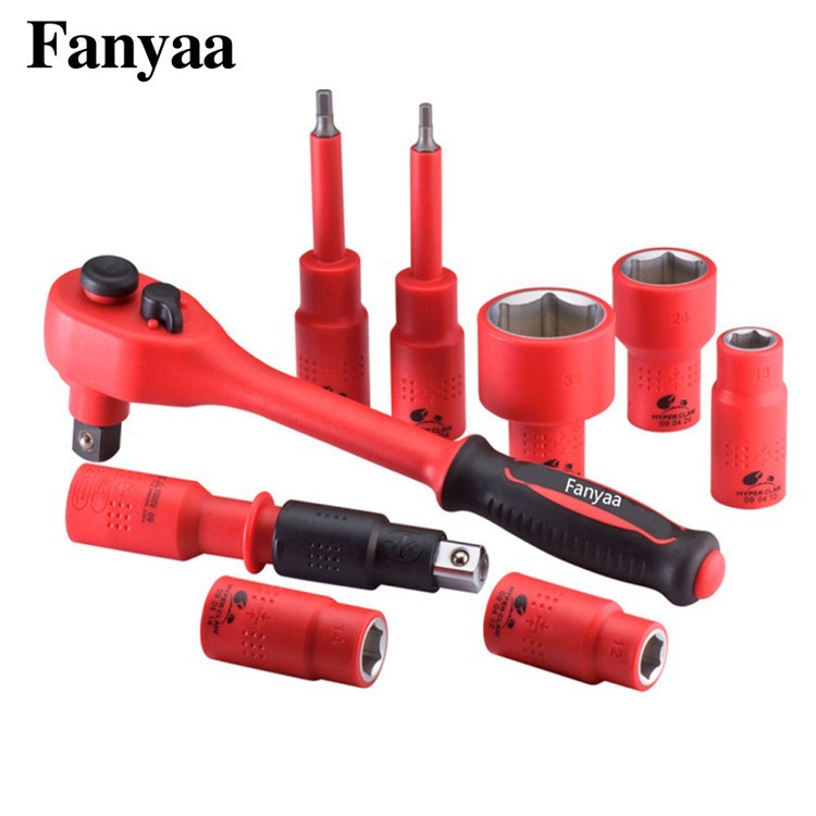 台湾Fanyaa绝缘工具套装18件绝缘快速扳手套筒C2181电力工具套装