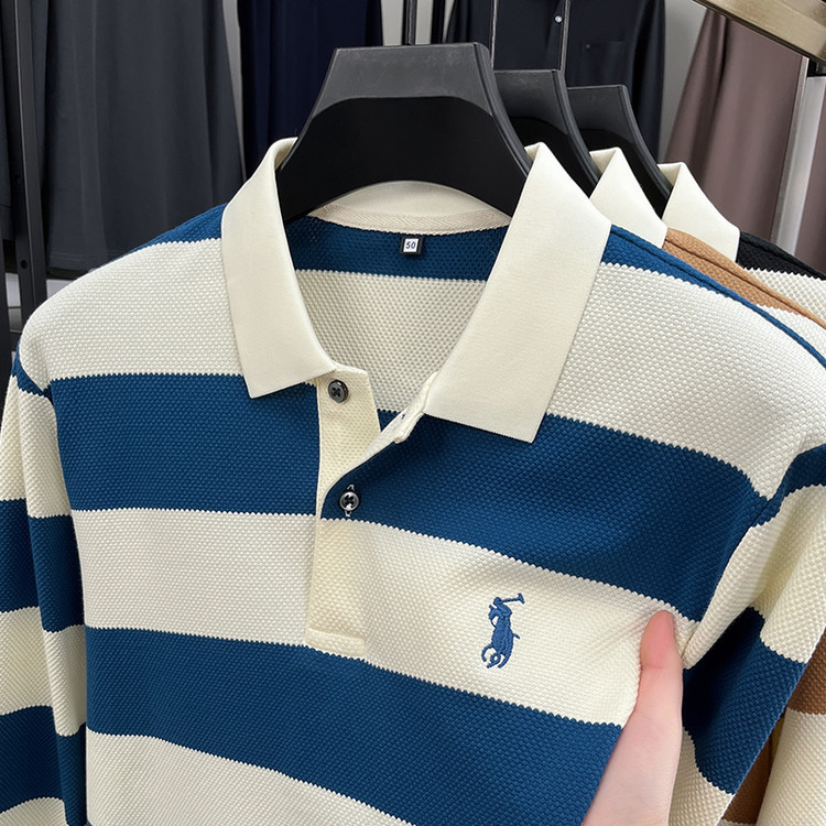 Polo Ralph Lauren Shirt Striped Long-Sleeve Blue Cream