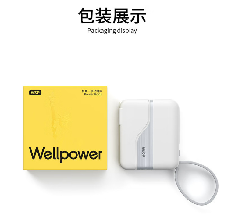 W&P新年2025年会礼品移动电源PD20000mAh快充27W自带线充电宝|undefined