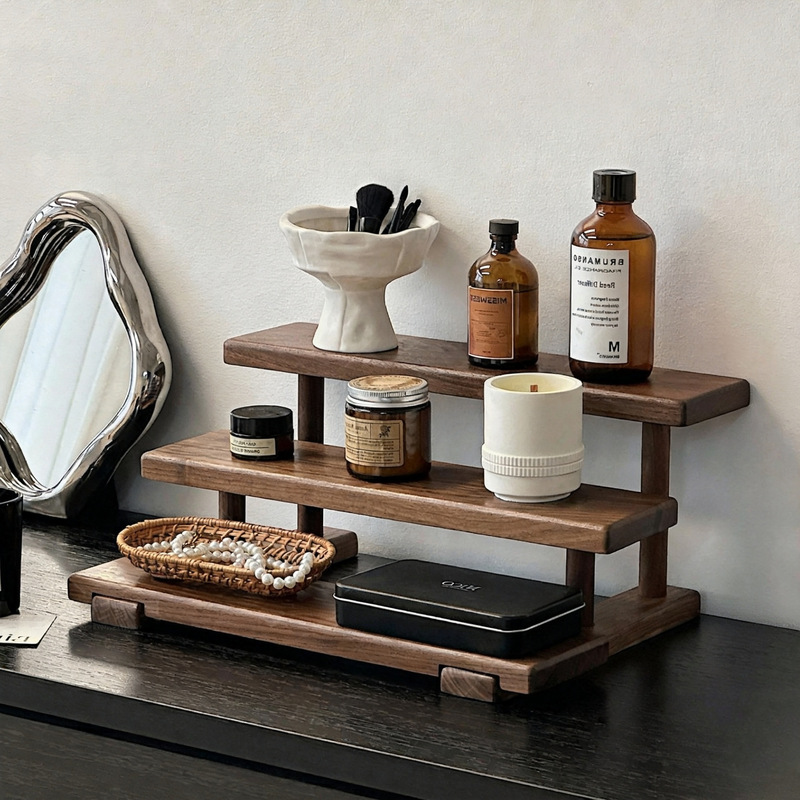 Solid Wood Perfume Display Rack, Skin Care Product Storage Rack, Desktop Storage Rack for Miscellaneous Items, No-Installation Required, High-End Tiered Cosmetics Storage Rack Solid Wood Perfume Display Rack, Skin Care Product Storage Rack, Desktop Storage Rack for Miscellaneous Items, No-Installation Required, High-End Tiered Cosmetics Storage Rack