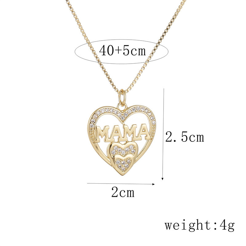 Fashion Simple Heart-shaped Mama Pendant Dripping Oil Copper Necklace display picture 1