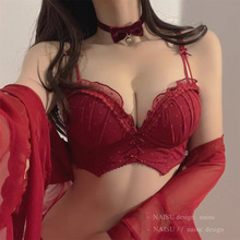 蛇年新娘本命年红色内衣套装女纯欲风小胸聚拢无钢圈防下垂文胸罩