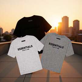 Essentials SS22 Tee Light Oatmeal Logo植绒长袖圆领套头短袖