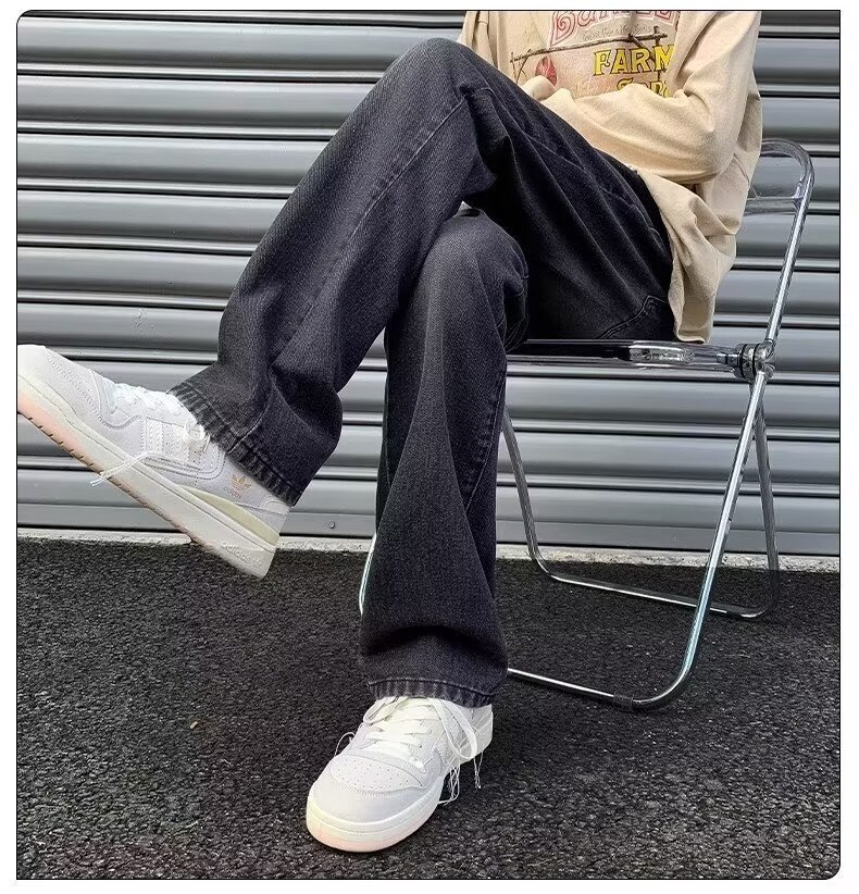 2024 otoño e invierno jeans estadounidenses hombres lavados y desgastados retro barro amarillo teñido marea calle alta holgada jeans rectos