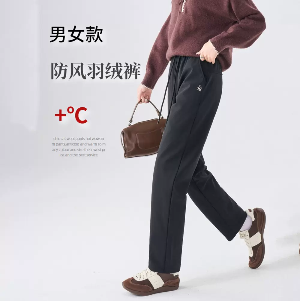 【男女羽绒裤】25冬女裤新款防风羽绒裤直筒烟管加绒保暖休闲裤子
