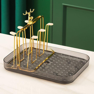 Creative Cup Holder Inverted Entry Luxury Glass Cup Draining Rack Household Water Cup Storage Rack Living Room Storage Rack Tray Elk