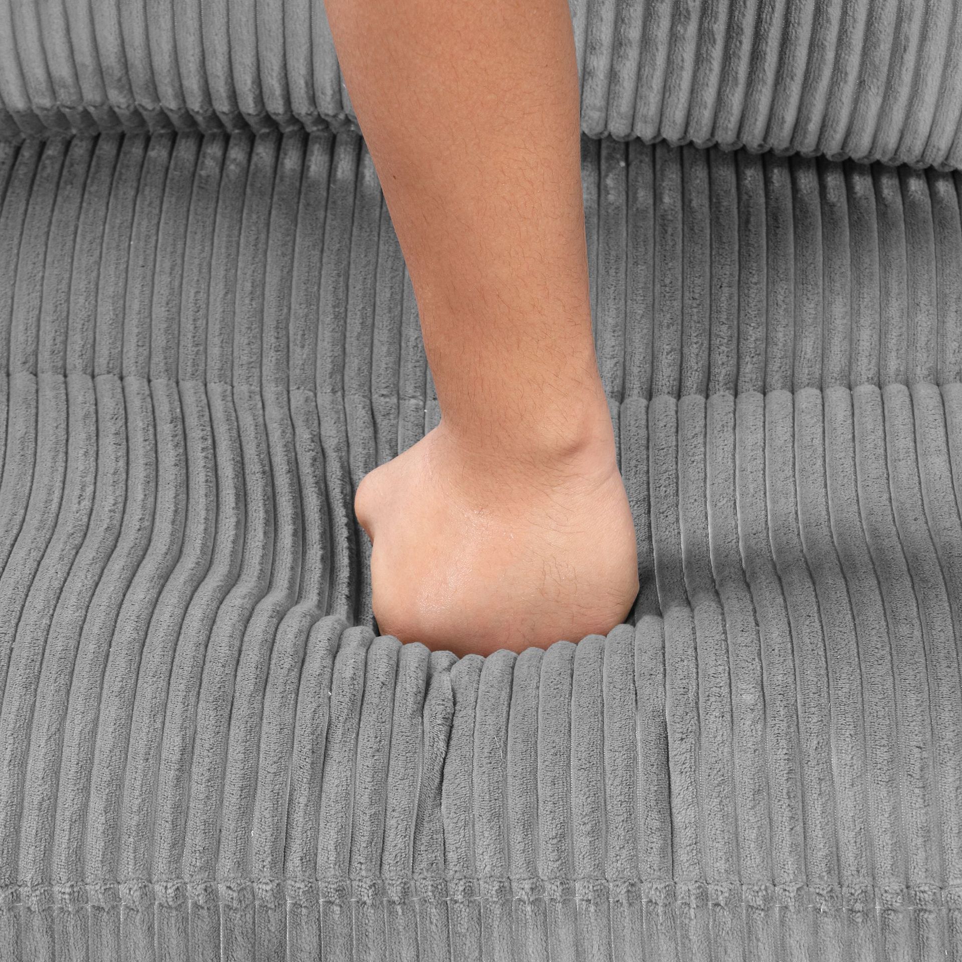 Sofá de estilo crema, moderno, minimalista, pequeño apartamento, sala de estar, asiento ultra ancho, sofá de tela esmerilada de plumón suave en línea recta profunda image 5