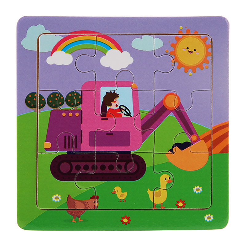 Puzzle infantil de madera mini 9 piezas puzzle puzzle puzzle animal de color pensamiento puzzle juguetes puzzle puzzle