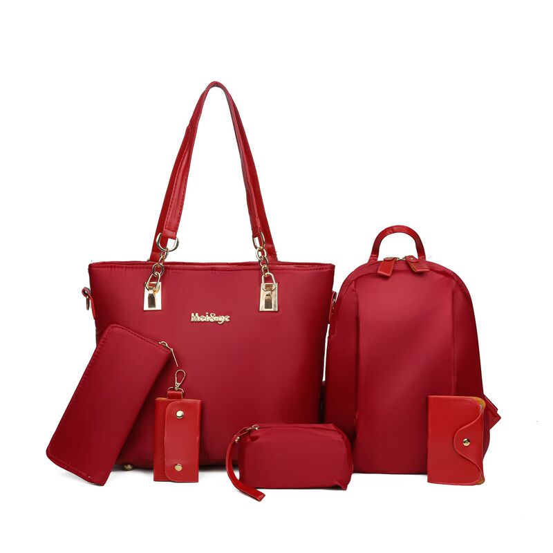 Foreign Trade Women's Bag 2025 Spring New Nylon Cloth Six-Piece Set Mother-In-Law Bag Satchel Shoulder Cross-Body Bag Backpack