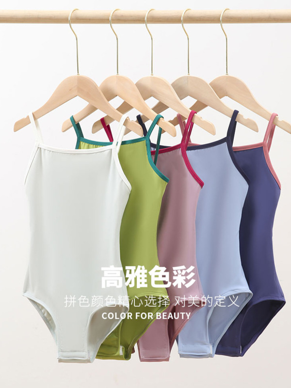 子供ダンス服サスペンダーバレエワンピースボディスーツ女の子トップス夏体操服グリーングレーディング練習服|undefined