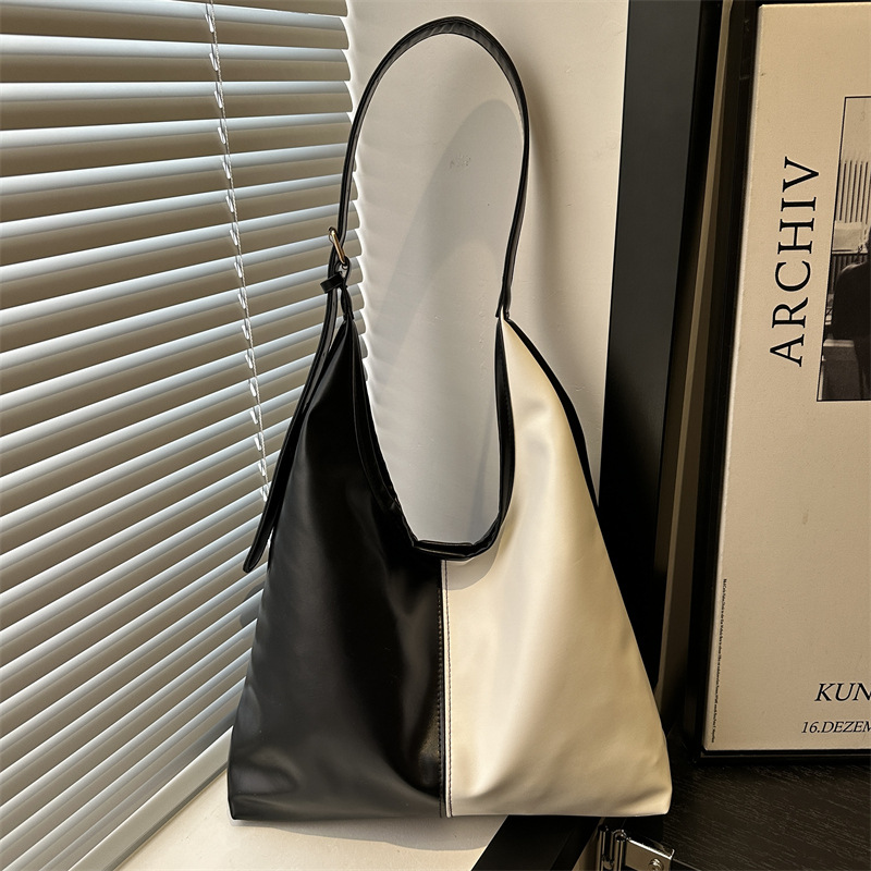 2024 moda de invierno de este año popular color sólido empalme retro textura de viaje coreano temperamento tote bolso de hombro