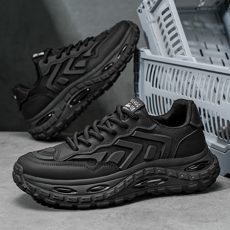 Samurai negro tela de malla de suela gruesa zapatos de moda retro tendencia hombre fuera de los zapatos casuales de hombre