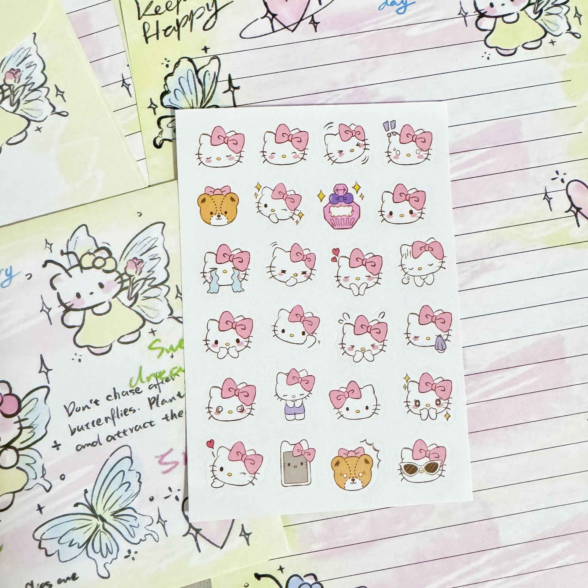Cartoon cat expression sticker on white background (price of 1 piece)