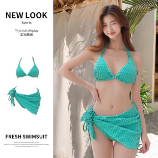 Bikini Swimsuit for Women 2025 New Three-Piece Sexy Hot Girl Small Breast Push-Up Hot Spring Seaside Vacation Swimsuit