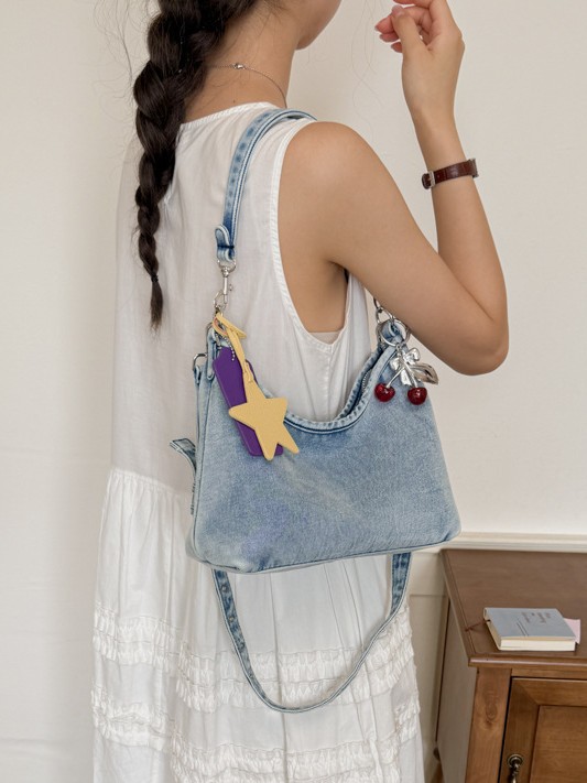 Shangxin retro denim bolso de brazo portátil para mujeres 2026 nueva moda coreana lujosa bolsa de hombro casual