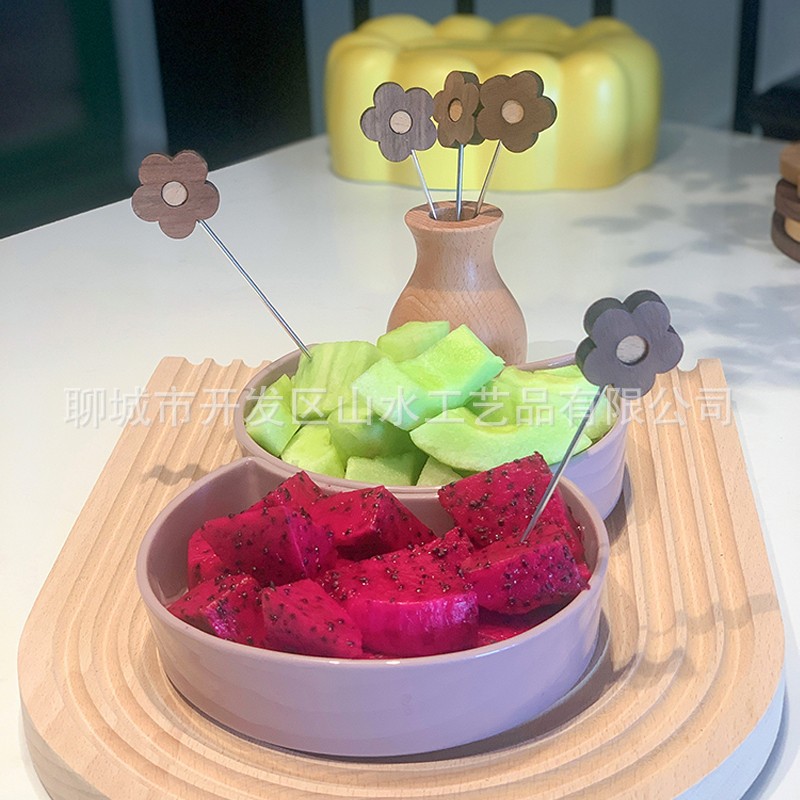 Artículo creativo japonés tiquetas de fruta encantadoras dibujos animados troncos horquilla de postre horquilla de postre horquilla de pastel de acero inoxidable horquilla de dulces horquilla de pasteles de luna