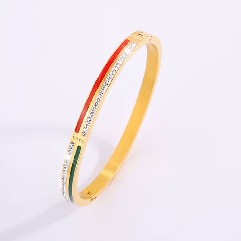 Brazalete de acero de titanio diseño de personalidad LOVE goteo de aceite brazalete de diamantes mujeres lujo ligero nicho transfronterizo brazalete de alto nivel image 3