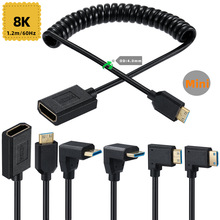 2.1版本mini h-dmi转h-dmi母支持8k 4k相机摄像机伸缩弹簧连接线