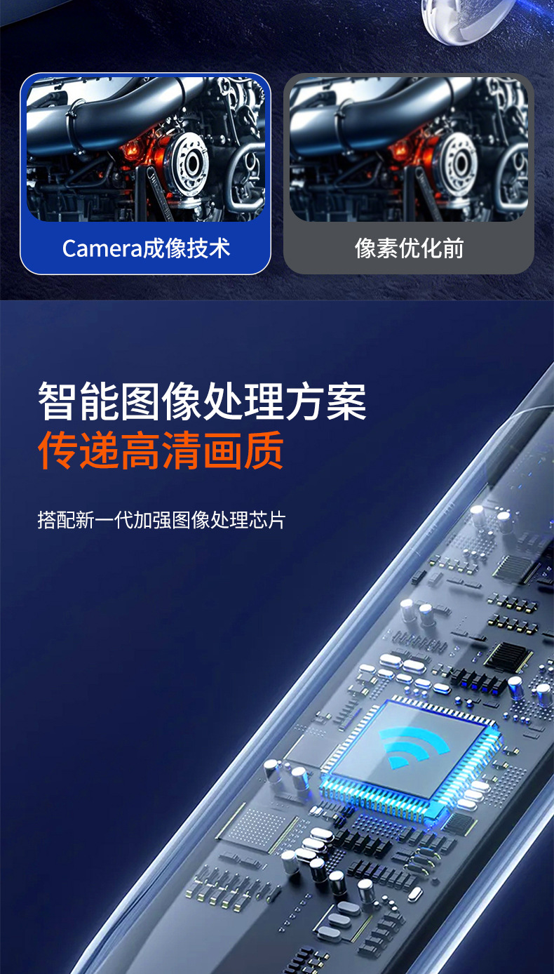 HD Smartphone Endoscope Compatible with Apple Android Hard Wire Automotive Repair Sewage Pipe Camera Dual Lens