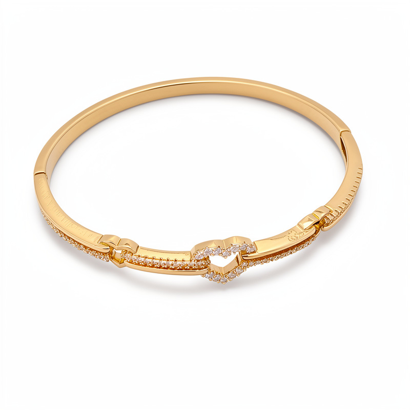 18k oro real electronite de diamante hueco amor pulsera de fijación pulsera de estilo frío personalidad joyas de nicho lujosas