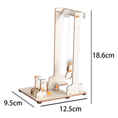 Science and Technology Small DIY Hand-Crank Crane Children's Handicraft Creative Fun Invention Wooden Educational Science Toy