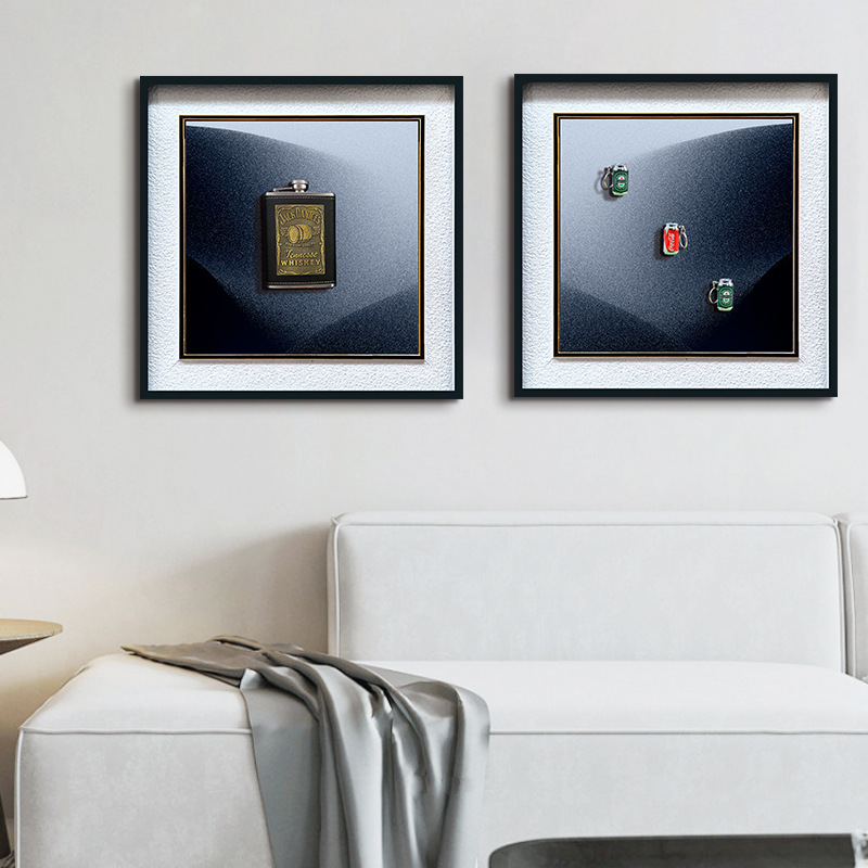 Modelado minimalista moderno pintura decorativa mural cuadrado arte petaca sala de estar sofá pared de fondo pintura colgante tridimensional