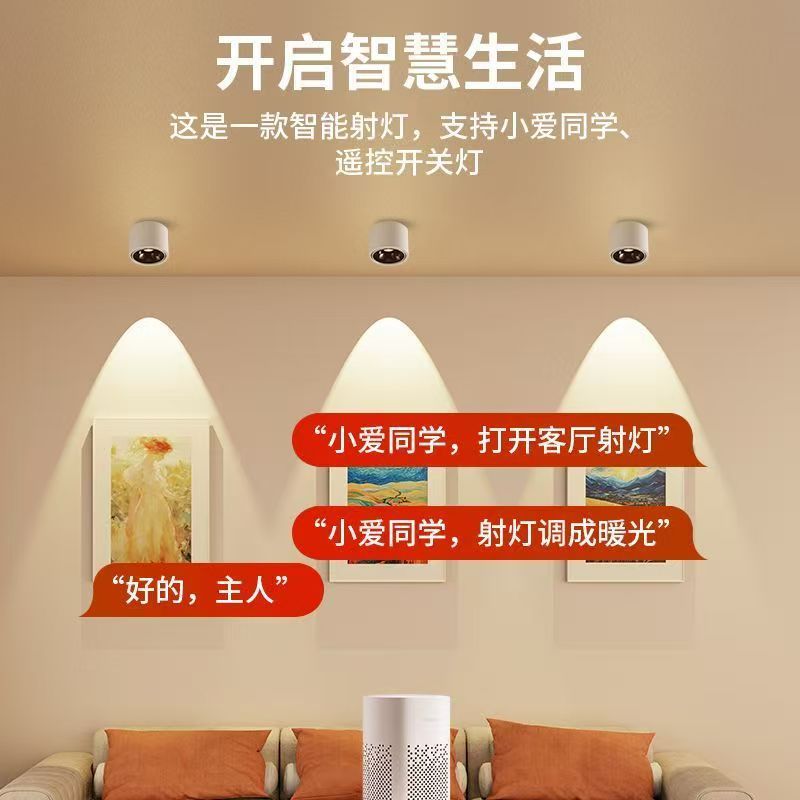 Mijiaアプリに接続されたスマートな表面実装型スポットライト、角度調整可能、リビングルーム用、防眩LED天井照明、防眩、目に優しい|undefined